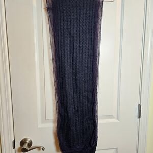 Mixit Dark Blue Knit And Sheer Scarf